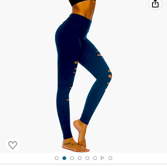 DIBAOLONG Womens High Waist Yoga Pants Cutout Ripped Tummy Control | XL - Picture 2 of 7